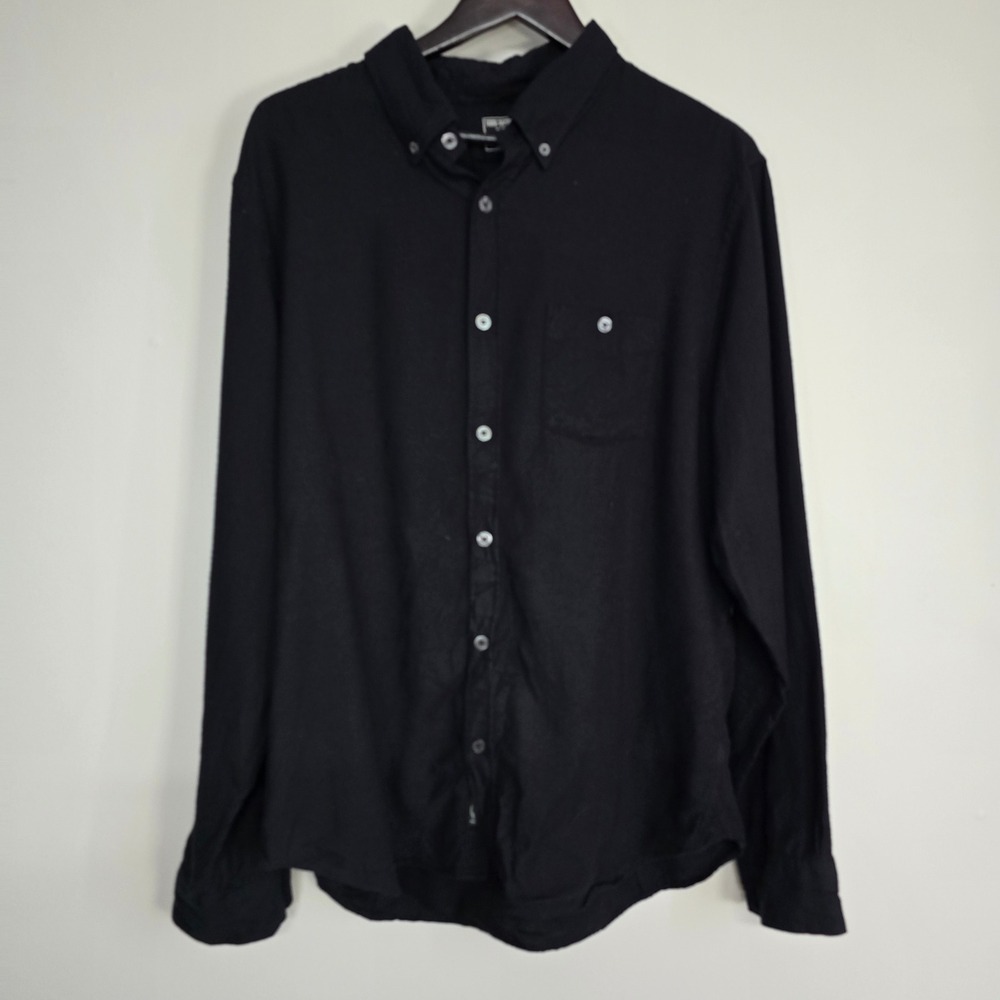 Todd Snyder Button Down Shirt Mens XL Black Cotton Tencel Twill Minimalist